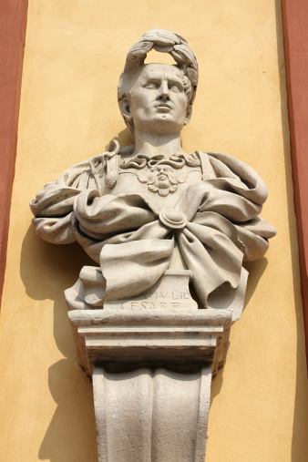 Julius Caesar bust in Modena, Italy - Emilia-Romagna region. Famous emperor of Rome.