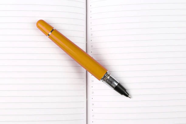 istock pen lying on an open notebook. subjects for business and education 1156535212
