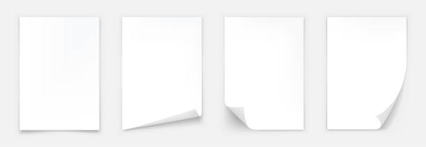 影のあるa4用紙。カールコーナー付き紙 - paper document frame shadow点のイラスト素材／クリップアート素材／マンガ素材／アイコン素材