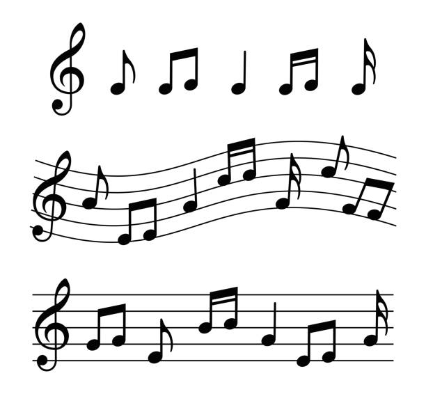 illustrations, cliparts, dessins animés et icônes de ensemble de notes de musique. illustration de vecteur - musical note treble clef music vector