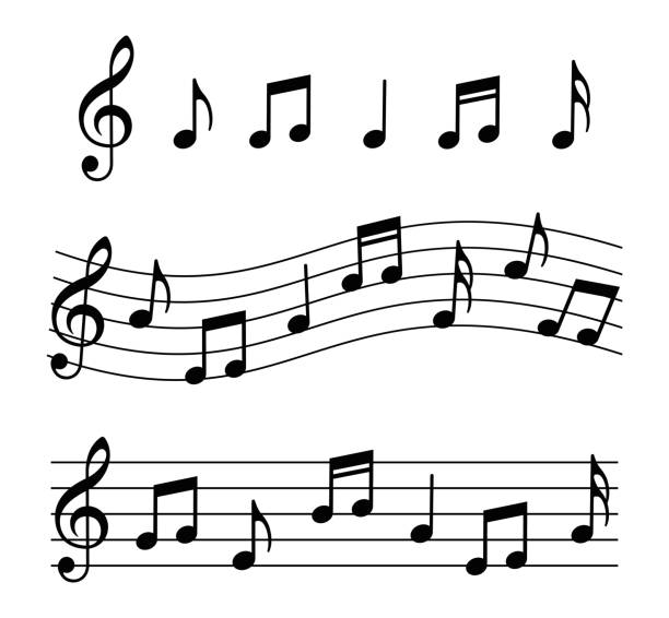 набор музыкальных нот. иллюстрация вектора - music musical note sheet music musical staff stock illustrations