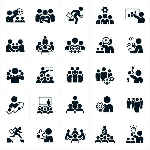 Vector illustration of Business Leadership Icons