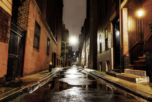 istock Dark Empty City Street 1156538825