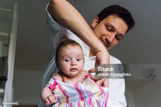 Father With His Newborn Baby Stock Photo - Download Image Now - 0-1 Months, 0-11 Months, Adult