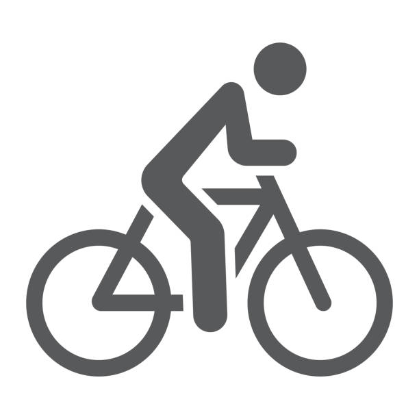 ilustrações, clipart, desenhos animados e ícones de ícone do glifo de ciclagem, esporte e bicicleta, homem no sinal da bicicleta, gráficos do vetor, um teste padrão contínuo em um fundo branco. - ten speed bicycle