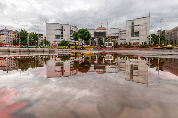 Biskek, the capital of Kyrgyzstan. Bishkek, Kyrgyzstan - june 06, 2019: View of Ala-Too Square in Bishkek. Bishkek is the capital and most populous city of Kyrgyzstan.The city has a population of 1.5 million. In general, Russian-style architecture stands out. bishkek photos stock pictures, royalty-free photos & images