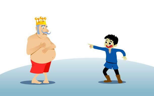 The Emperor's New Clothes Tale. White Background Isolated. The Emperor's New Clothes Tale. White Background Isolated. Vector Illustration for Children Books, Covers, Blogs, Web Pages. emperor stock illustrations