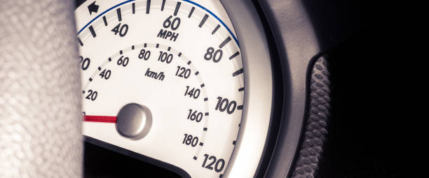 istock Car dashboard - speedometer with mph and kmh 1156556268