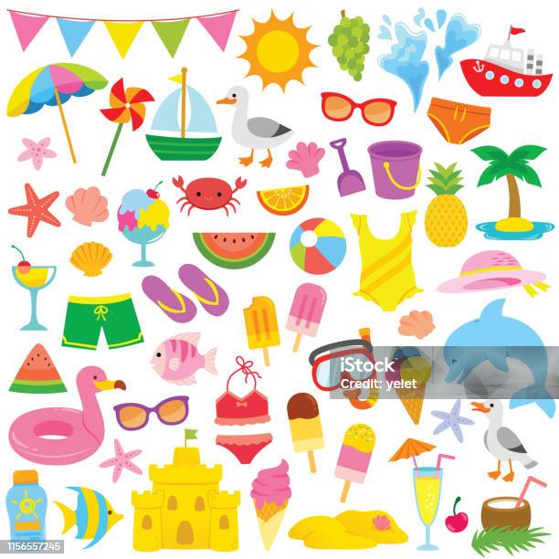 Summer Clipart For Kids Stock Illustration - Download Image Now - Summer, Icon, Beach