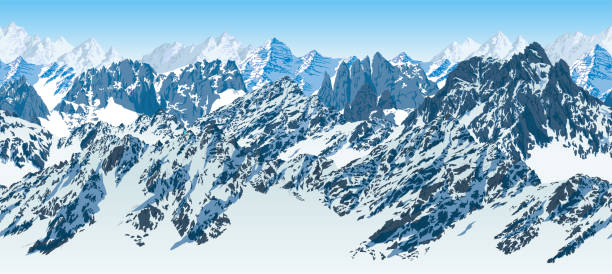 vector seamless Pakistan mountains karakoram himalayan panorama background vector seamless Pakistan mountains karakoram himalayan panorama background k2 mountain panorama stock illustrations