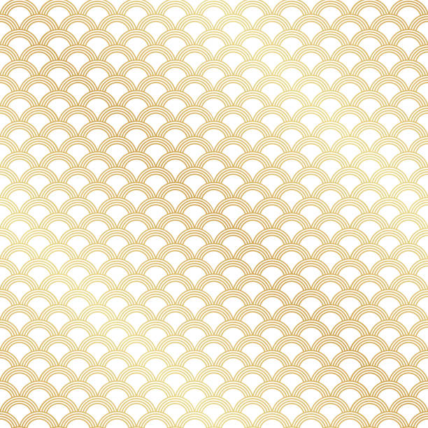 Seamless Art Deco golden scallop pattern background Seamless Art Deco golden scallop pattern background scallop stock illustrations