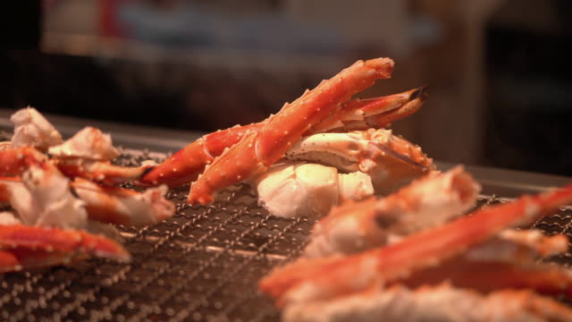Grilled Seafood Crab legs in Japanese Street Food Market