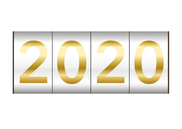 The year 2020 displayed on a mechanical counter. The year 2020 displayed on a mechanical counter. Vector illustration isolated on a white background. number counter stock illustrations