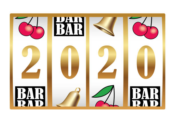 The year 2020 displayed on a coin machine. The year 2020 displayed on a coin machine. Vector illustration isolated on a white background. number counter stock illustrations