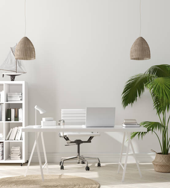 istock Poster, wall mock up in home interior background, home office, Scandinavian style 1156570843