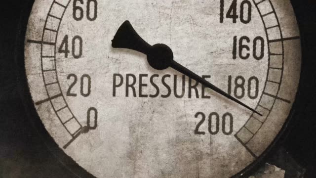Circa retro vintage pressure gauge in critical pressure