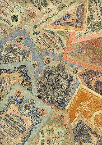 istock Old russian money background 115658526