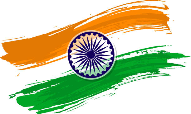 indische flagge pinselstrich - indian flag india flag celebration stock-grafiken, -clipart, -cartoons und -symbole