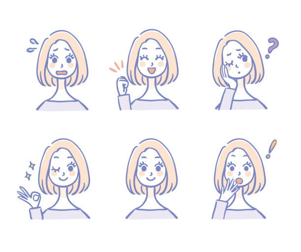 Illustration variations of female facial expressions Illustration variations of female facial expressions impatient woman stock illustrations