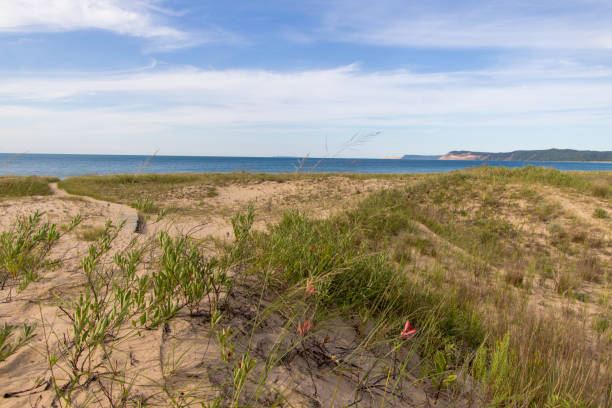 View of beautiful Sleeping Bear Dunes National Lakeshore on the coast of Lake Michigan.