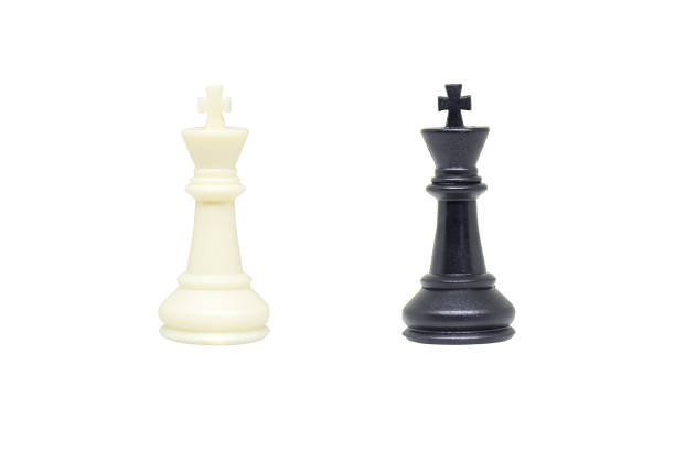 istock Black and White chess pieces isolated on white background. 1156616176