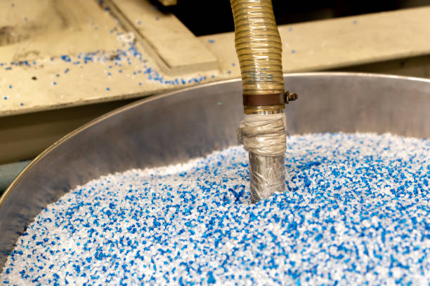 istock Vacuum pipe sucking plastic on vactory 1156617885