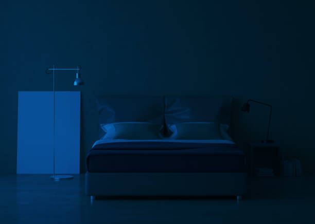 istock Modern house interior. Bedroom interior design. Evening lighting. 3D rendering. 1156620971