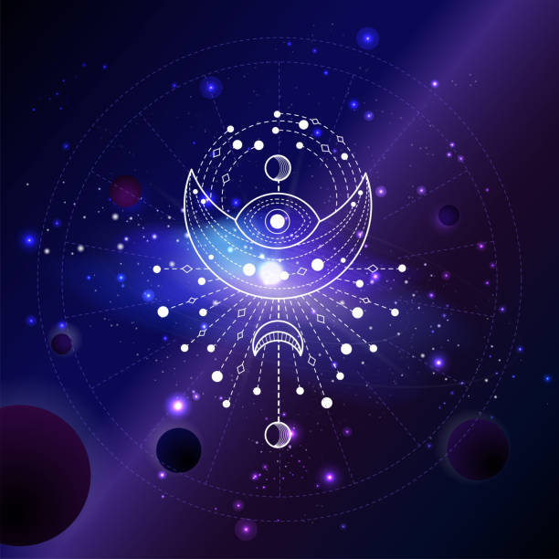istock Vector illustration of Sacred or mystic symbol against the space background with planets and stars. 1156622185