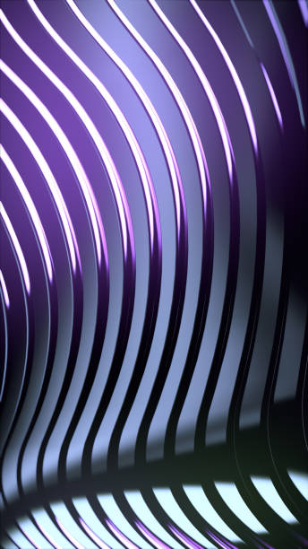 istock Wave band abstract background. Bright pink colored reflections on dark metallic surface. 3d rendering 1156630311