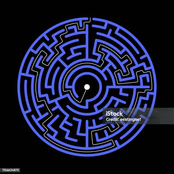 Labyrinth Vector Guide Round Labyrinth With Solution Vector Illustration Stock Illustration ...