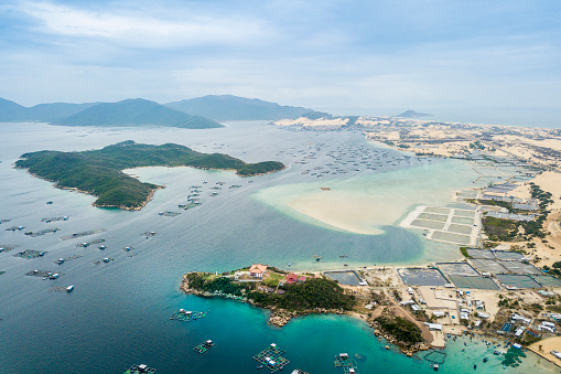 Aerial image of Son Dung beach, a very famous tourist site in Central Vietnam