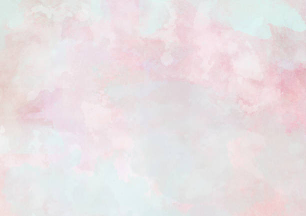 istock Soft pink blue watercolor clouds background painting 1156635687