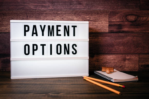 Payment Options. Text in Lightbox stock photo