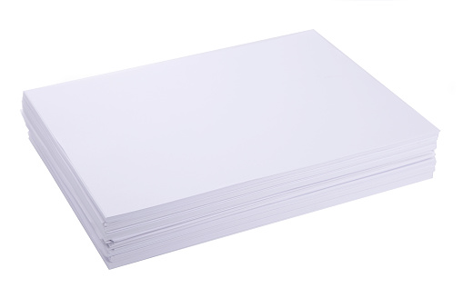 Stack white paper isolated on white background