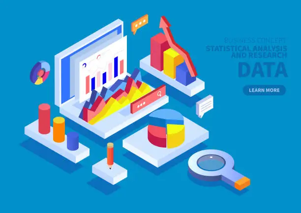 Vector illustration of Financial statistics concept, business consulting services and data analysis