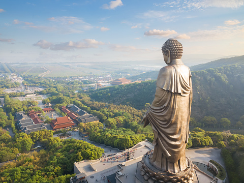 Aerial view of the Lingshan  buddhist  scenic spot, wuxi city, jiangsu province, China