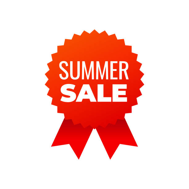 istock Red award medals symbol on white background, summer sale 1156642462