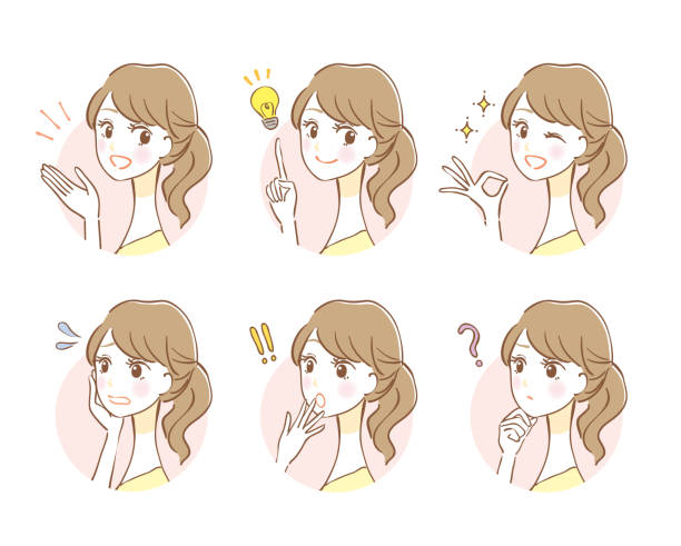 Illustration variations of female facial expressions Illustration variations of female facial expressions surprise illustrations stock illustrations