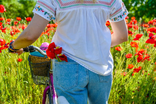 Woman in poppies.