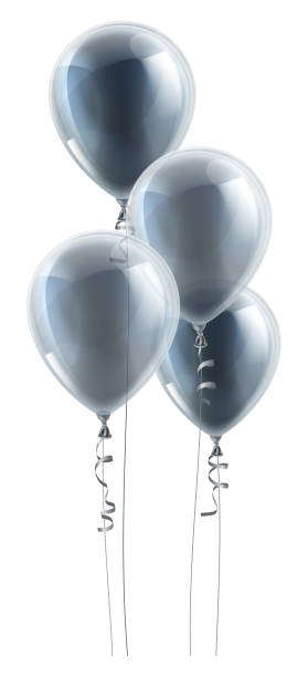 illustrations, cliparts, dessins animés et icônes de graphique de ballons de partie d'argent - confetti balloon white background isolated