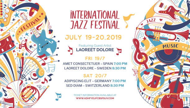 International jazz festival web banner vector template vector art illustration