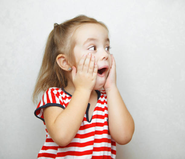 istock Surprised little girl with open mouth and hands on cheeks 1156660706