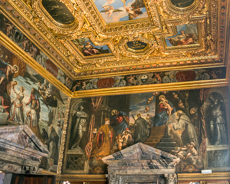 Italy, Venice. The Doge's Palace, the Hall of the College was intended for meetings of the College of Sages and the Most Serene Signoria