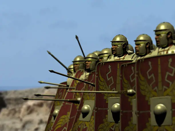 A roman legion is preparing to do battle