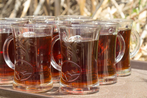 istock black tea in glasses on a tray, close-up 1156664776