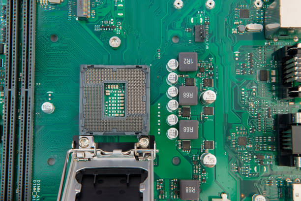 istock Motherboard isolated on the white background. Processor connector. 1156666106