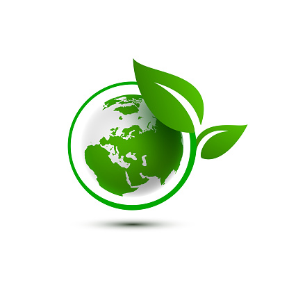 Ecology organic green planet earth. sign on a white background. Vector illustration