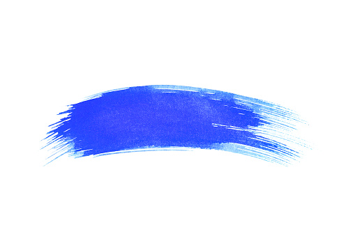 Blue watercolor brush stroke isolated on white background. DSRL studio photo taken with Canon EOS 5D Mk II and Canon EF 100mm f/2.8L Macro IS USM.