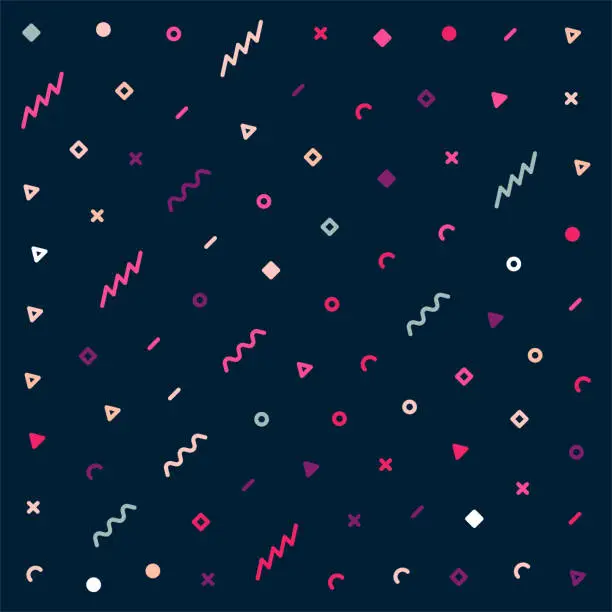 Vector illustration of Colorful Confetti Geometric Lines Vector Pattern