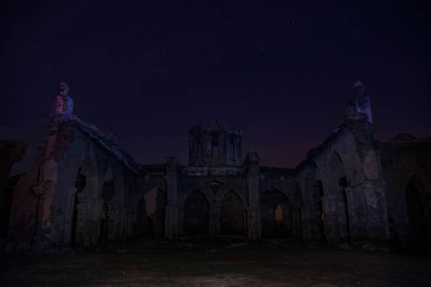 istock Ruins of a Church at Night 1156677036
